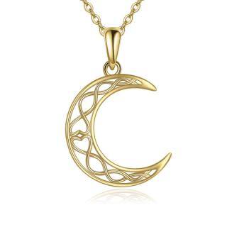 10K Gold Celtic Knot & Moon Pendant Necklace-51