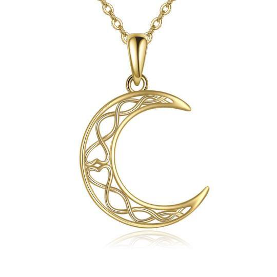 14K Gold Celtic Knot & Moon Pendant Necklace