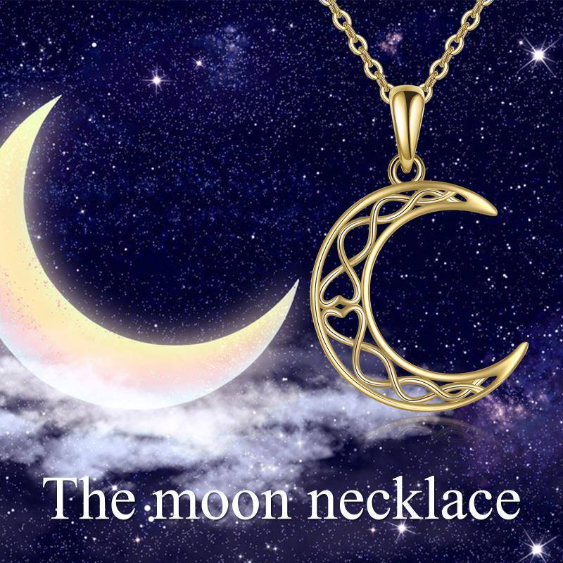 10K Gold Celtic Knot & Moon Pendant Necklace-5