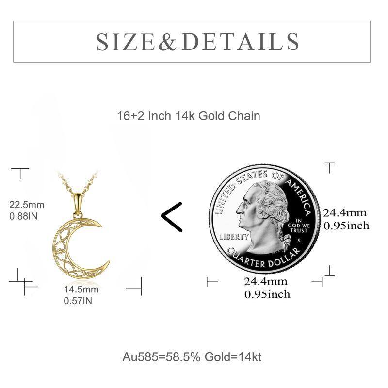 10K Gold Celtic Knot & Moon Pendant Necklace-6