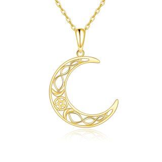 10K Gold Celtic Knot Moon & Pentagram Pendant Necklace-34