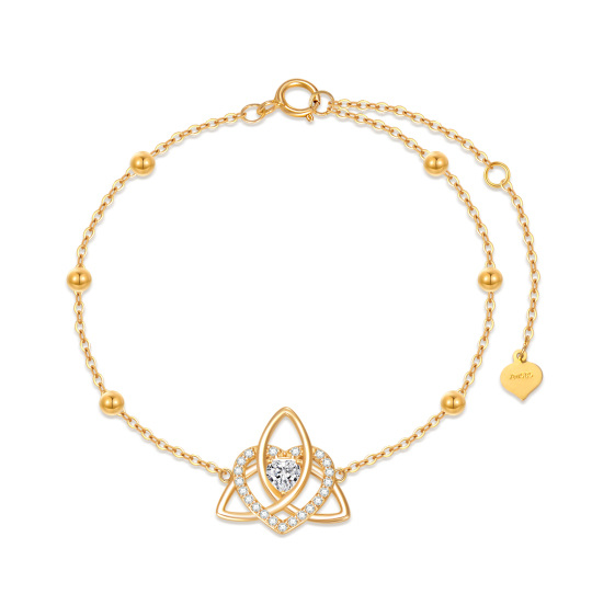 14K Gold Cubic Zirconia Celtic Knot Pendant Bracelet