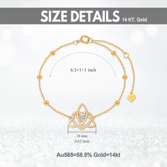 14K Gold Cubic Zirconia Celtic Knot Pendant Bracelet-4