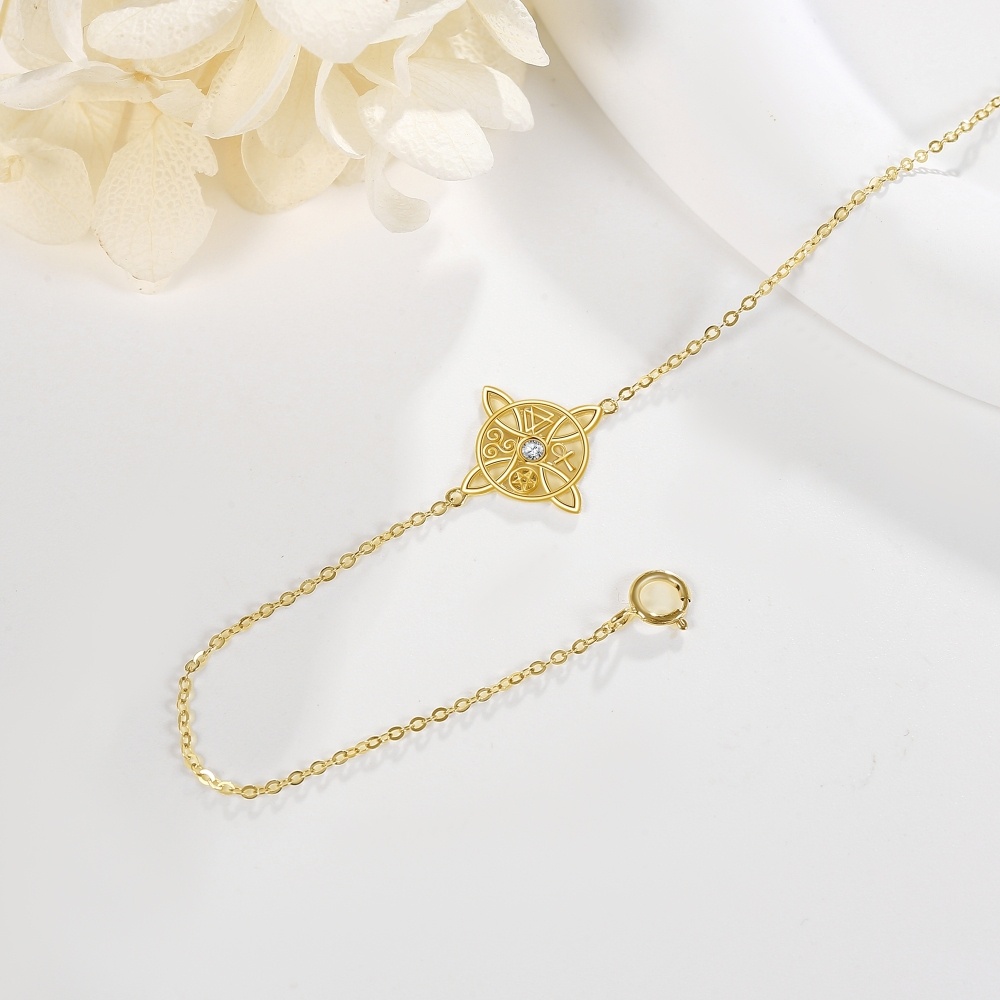 Bracelet en or 10K avec pendentif nœud celtique en zircon cubique-3