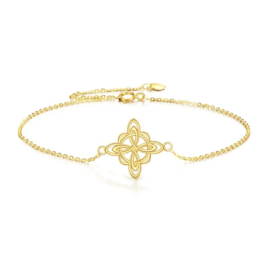 Bracciale con ciondolo a nodo celtico in oro 14K