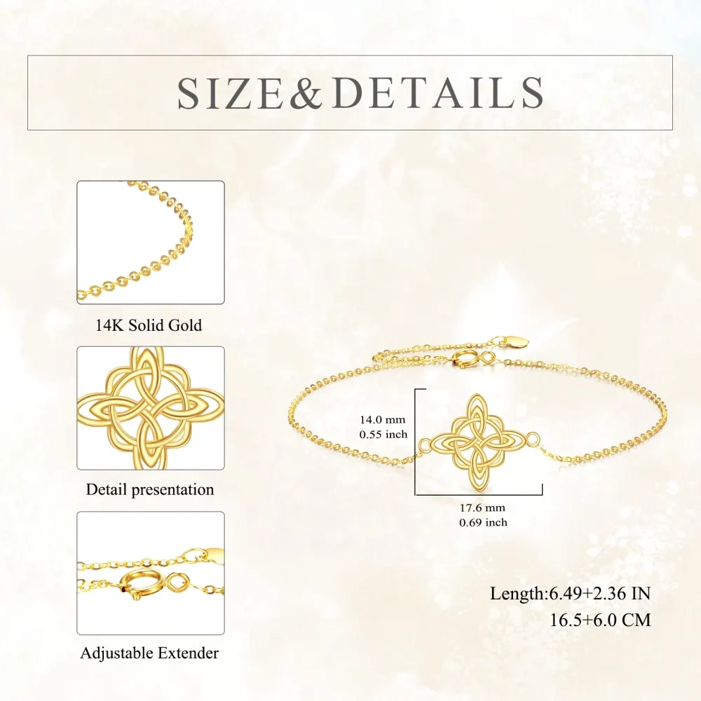 10K Gold Celtic Knot Charm Bracelet-5