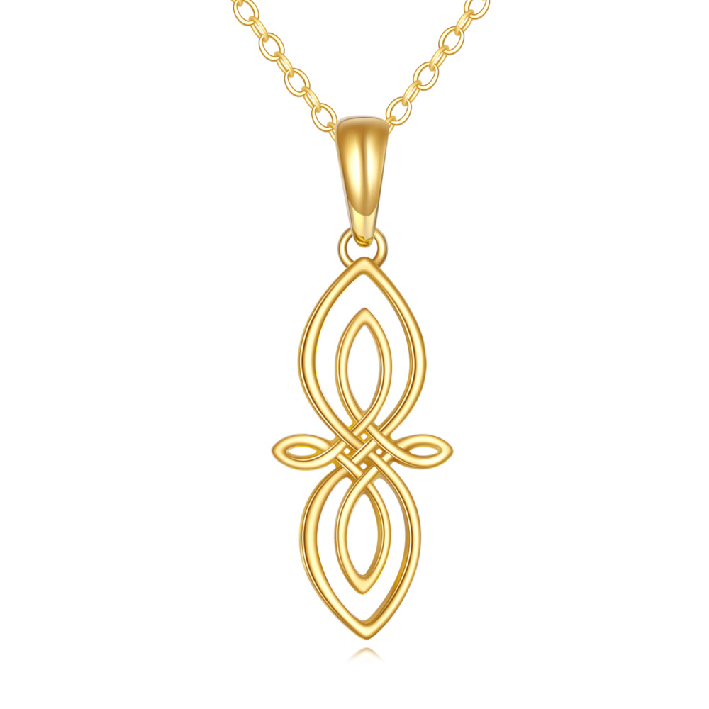 10K Gold Celtic Knot Pendant Necklace-1