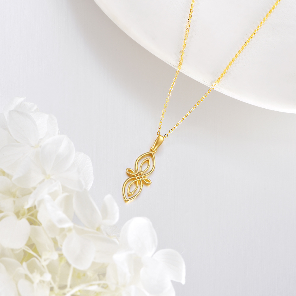 10K Gold Celtic Knot Pendant Necklace-3