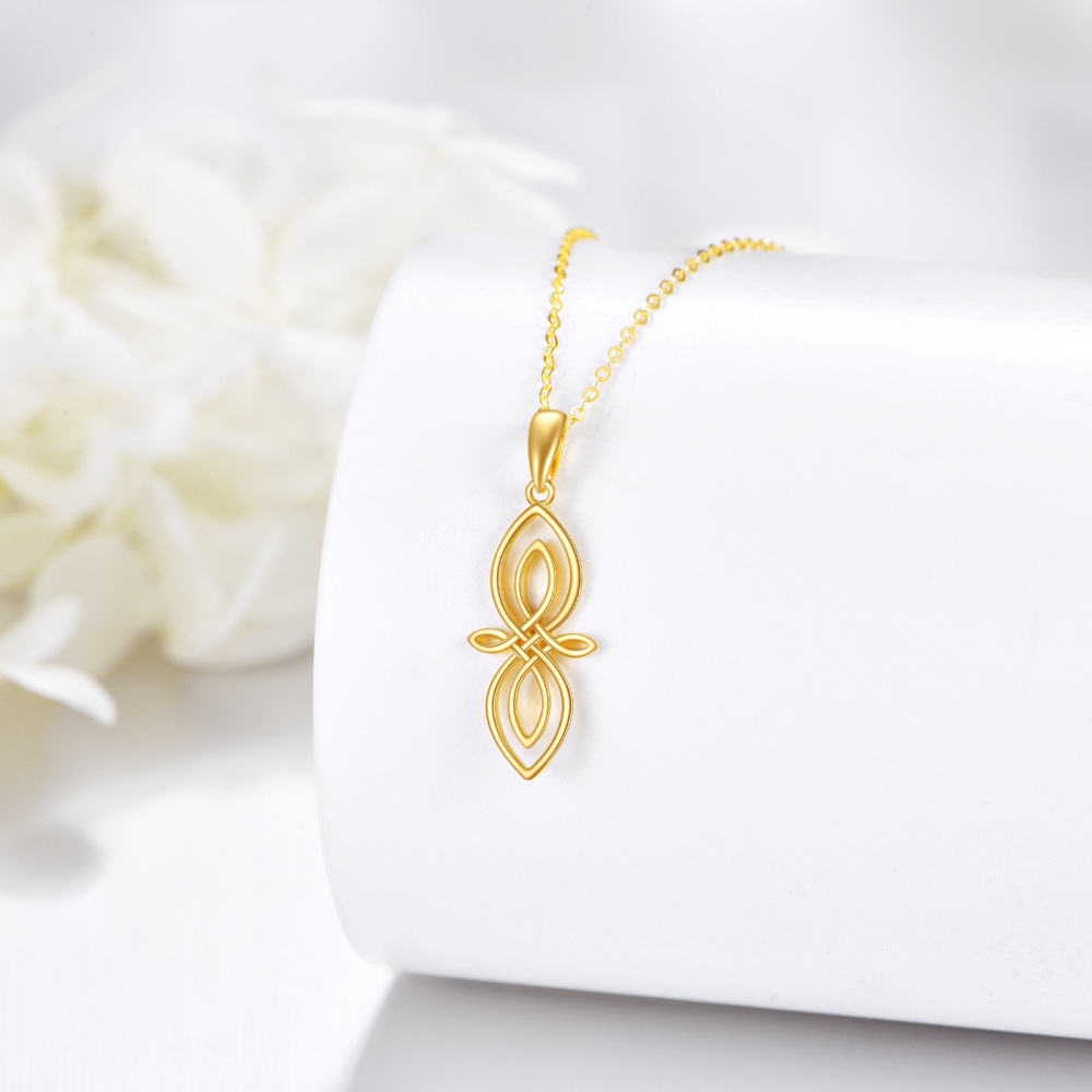 10K Gold Celtic Knot Pendant Necklace-4