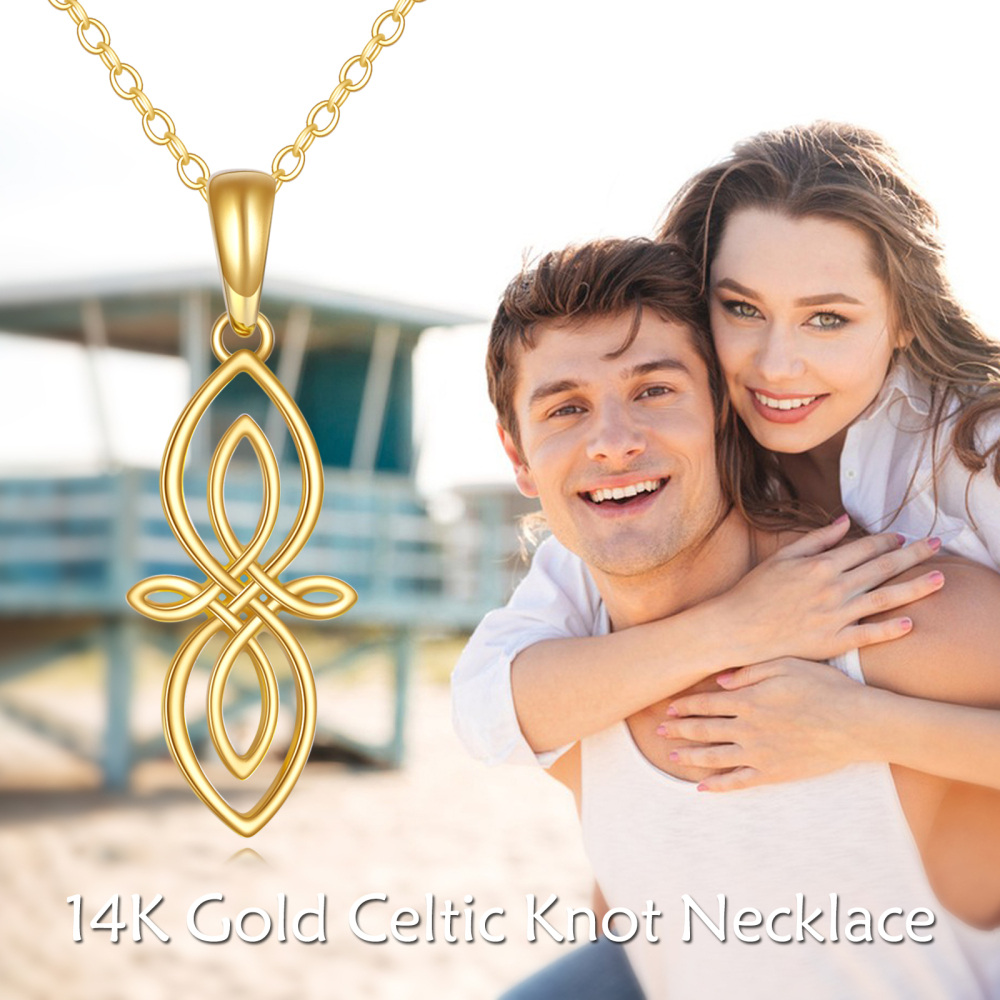 10K Gold Celtic Knot Pendant Necklace-6