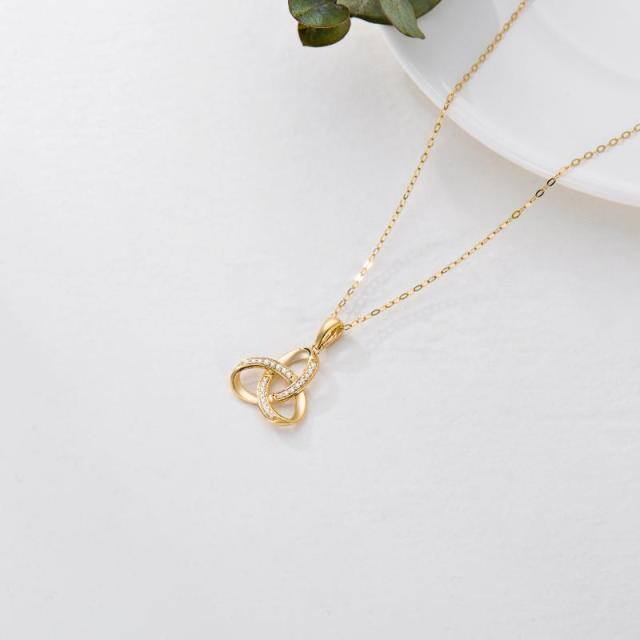 Collier pendentif nœud celtique en or 14K à zircon cubique-4