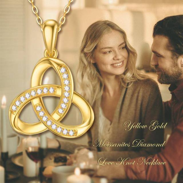 Collier pendentif nœud celtique en or 14K à zircon cubique-5