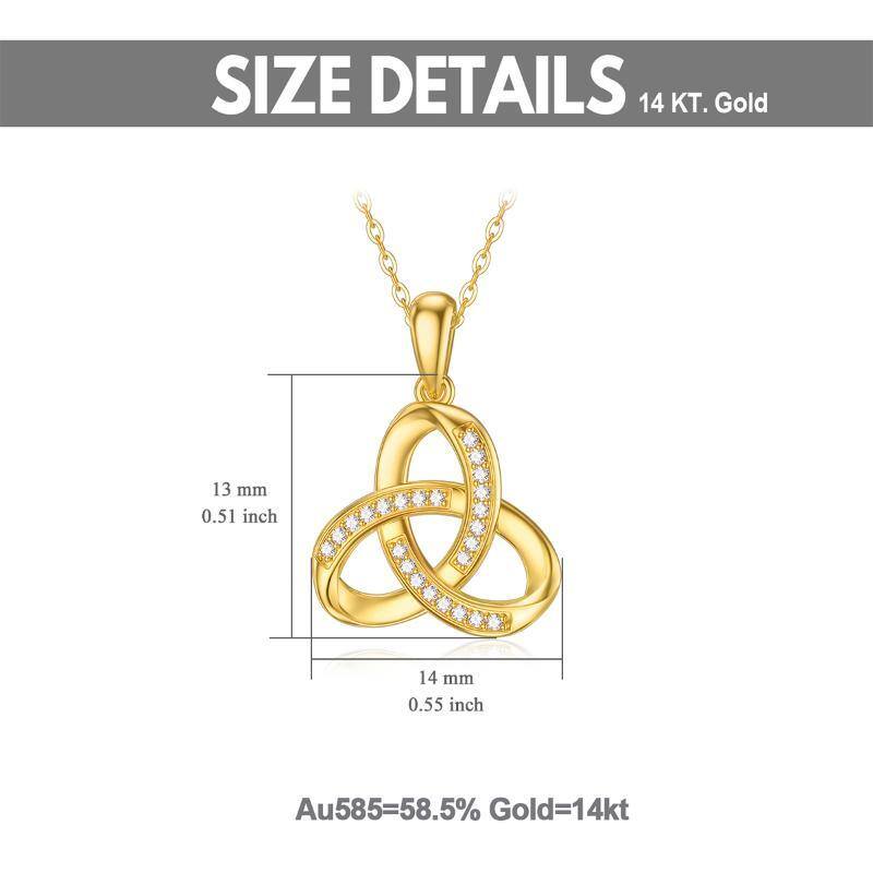 10K Gold Cubic Zirconia Celtic Knot Pendant Necklace-6