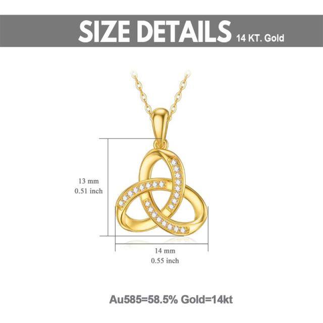 14K Gold Cubic Zirkonia Keltischer Knoten Anhänger Halskette-6