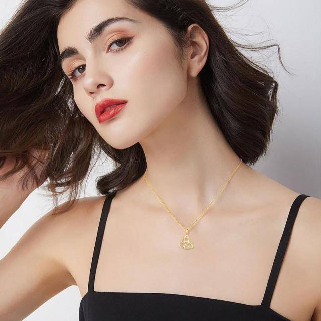 Collier pendentif nœud celtique en or 14K à zircon cubique-2