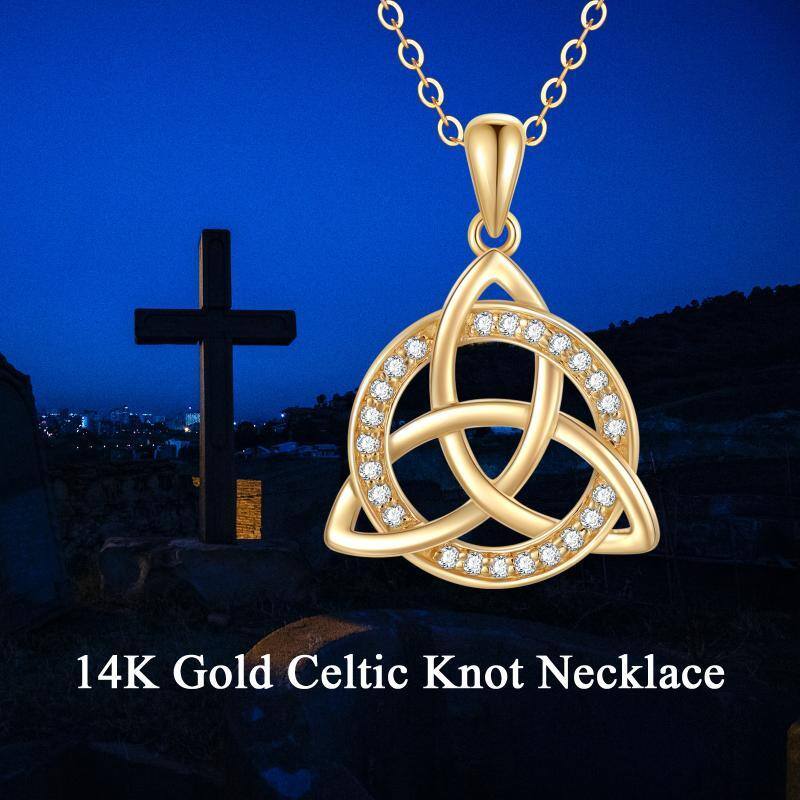10K gouden keltische knoop hanger ketting-5