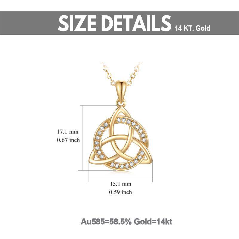 10K Gold Cubic Zirconia Celtic Knot Pendant Necklace-6