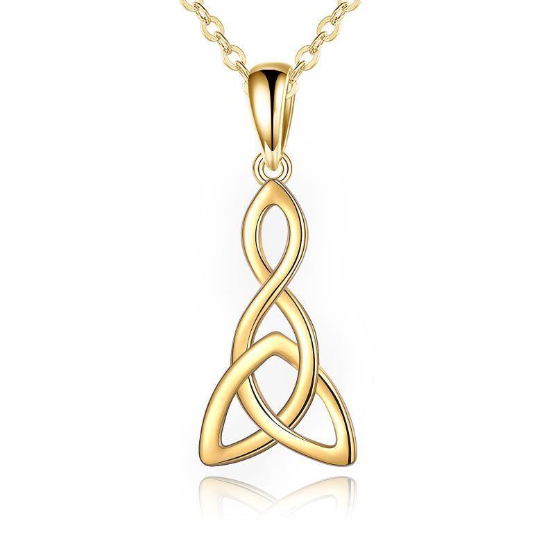 10K Gold Celtic Knot Pendant Necklace-1