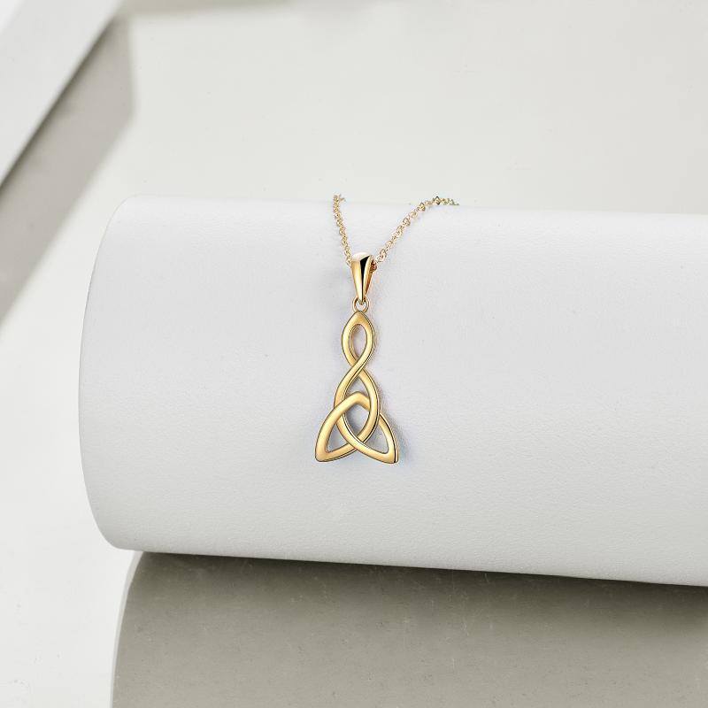 14K Gold Keltischer Knoten Anhänger Halskette-3