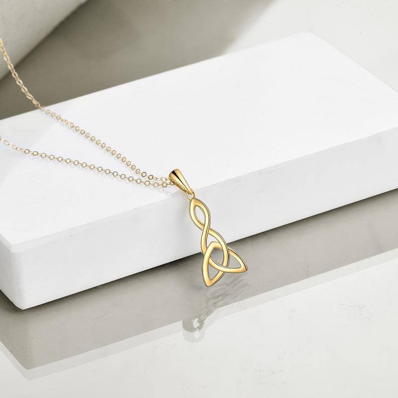 10K Gold Celtic Knot Pendant Necklace-4