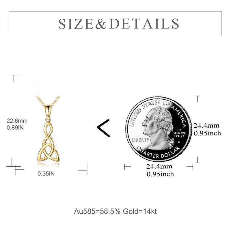 14K Gold Keltischer Knoten Anhänger Halskette-6