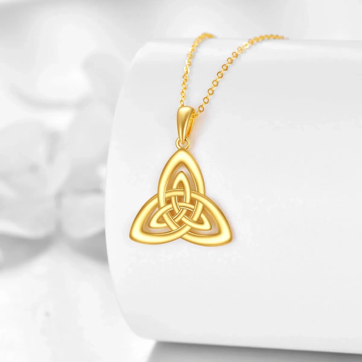 10K Gold Celtic Knot Pendant Necklace-3