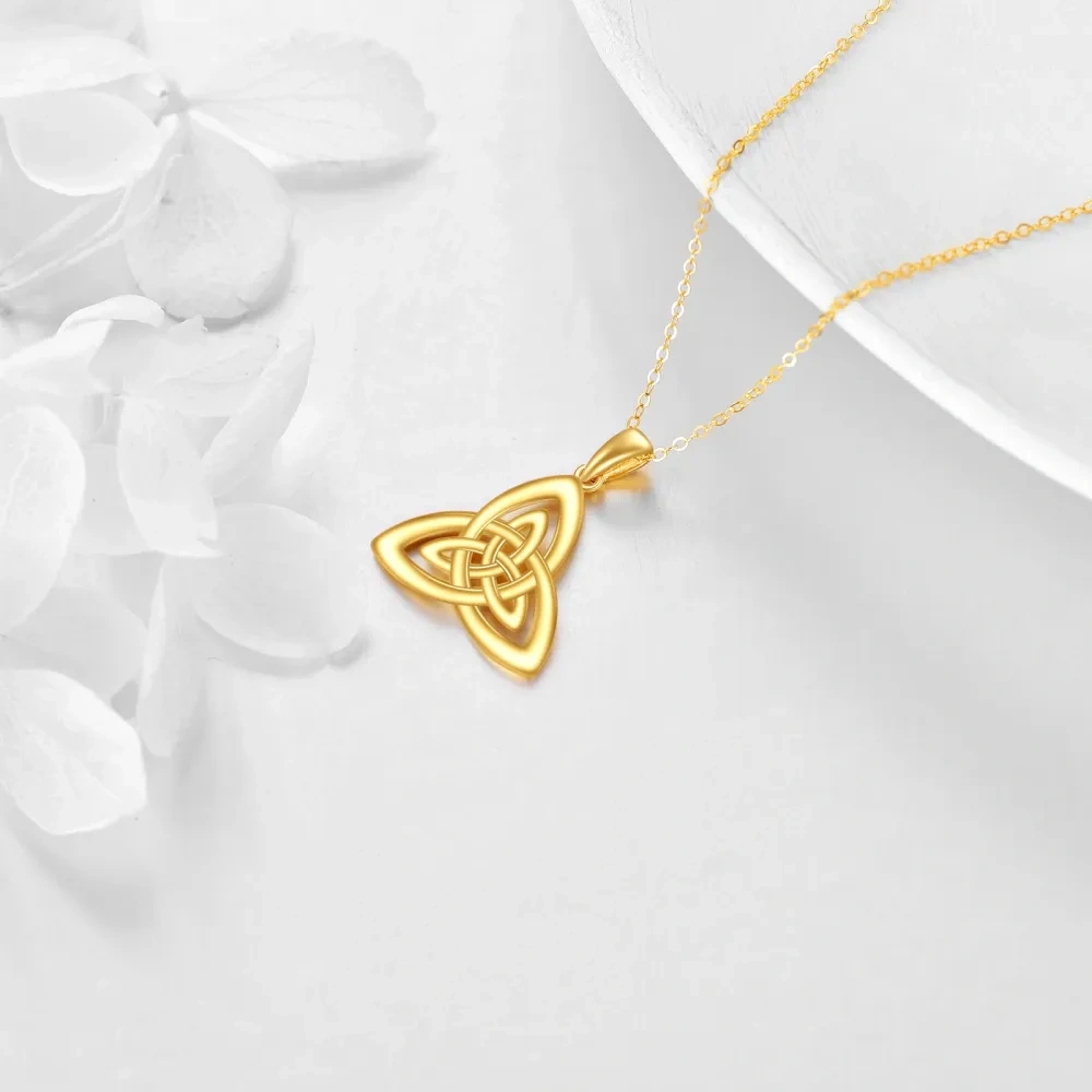 10K Gold Celtic Knot Pendant Necklace-4