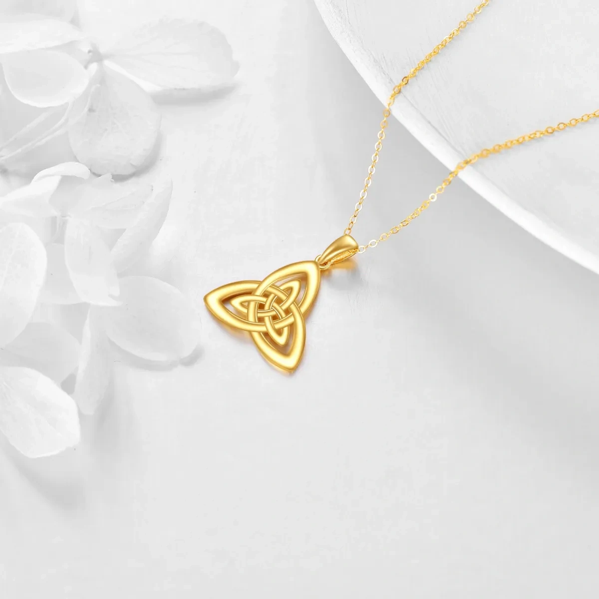 10K Gold Celtic Knot Pendant Necklace-4