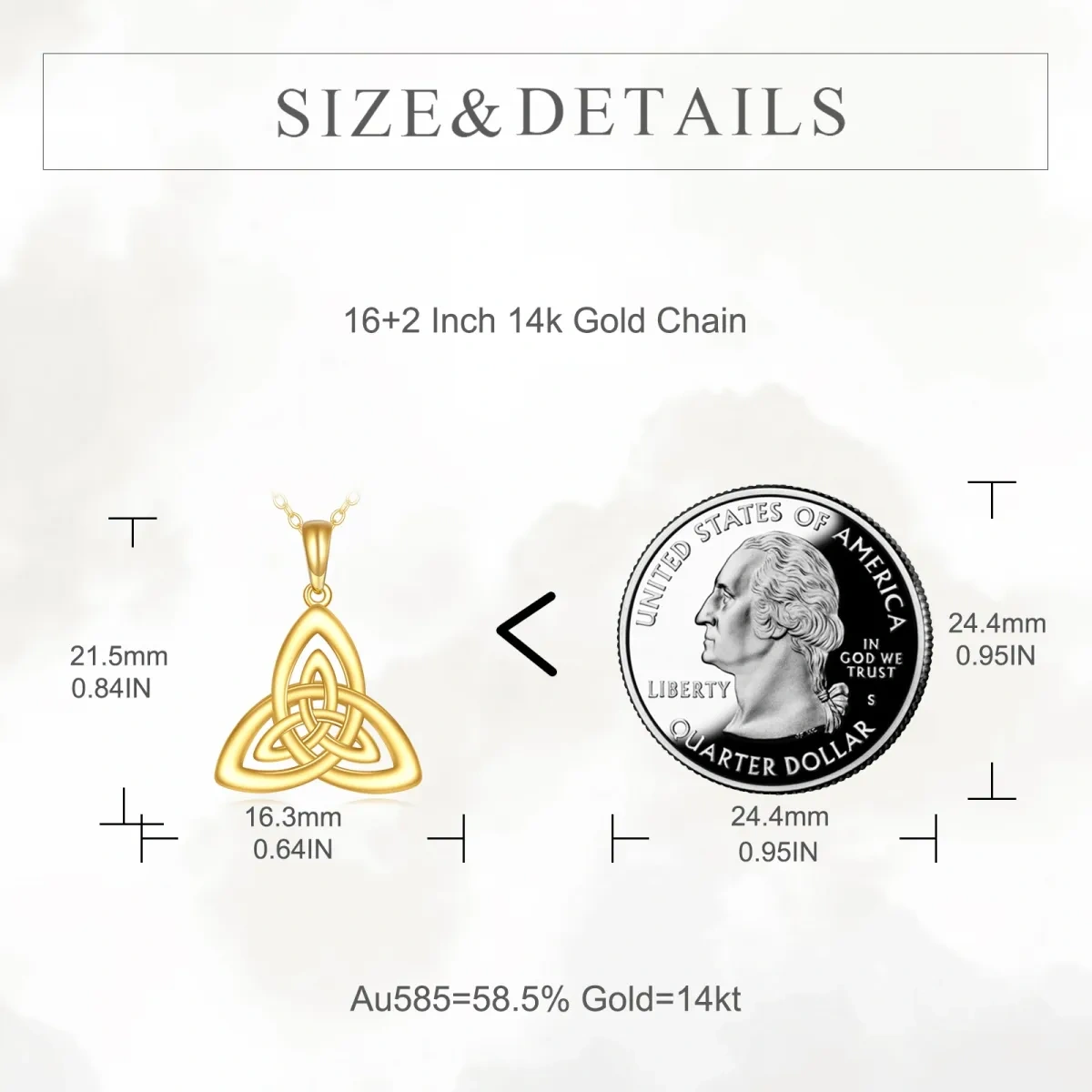 14K Gold Keltischer Knoten Anhänger Halskette-5