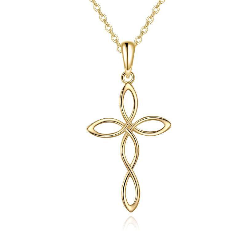 Collier à pendentif nœud celtique en or 14K-1