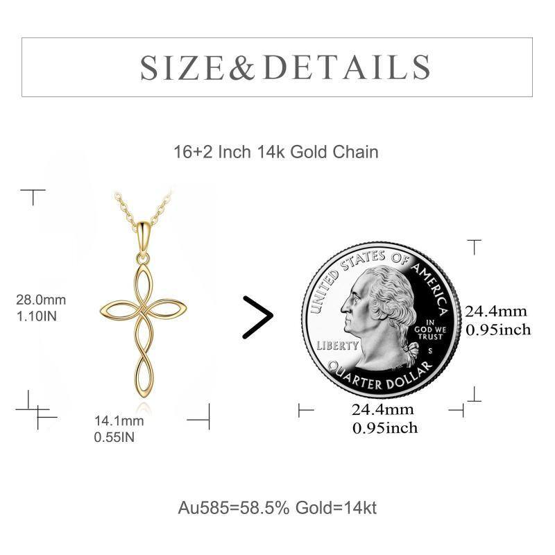 14K Gold Keltischer Knoten Anhänger Halskette-5