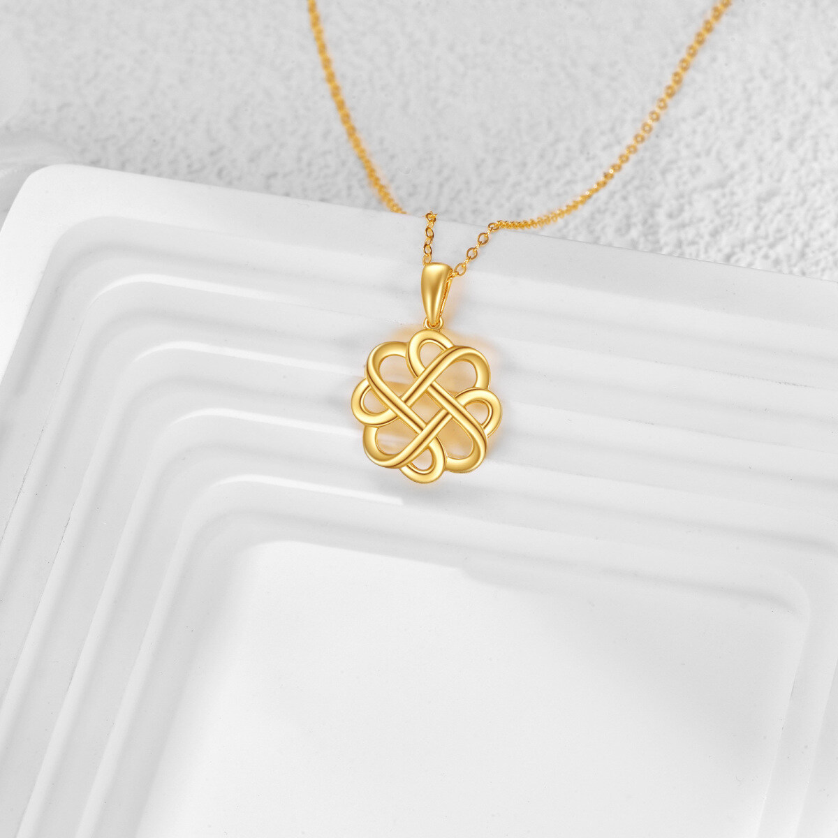 14K Gold Keltischer Knoten Anhänger Halskette-3