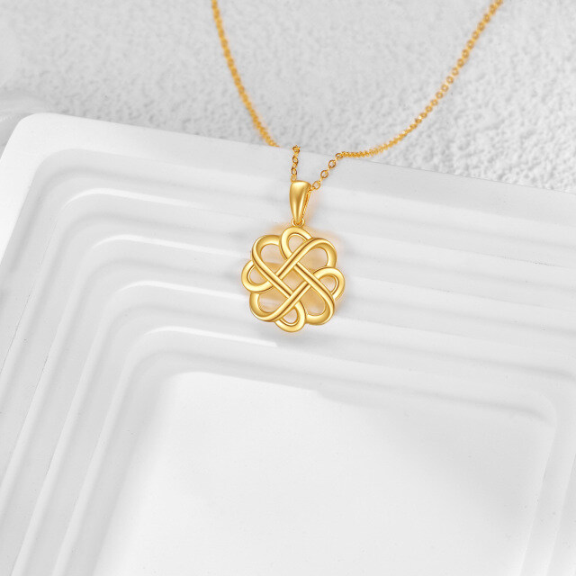 Collana con ciondolo a forma di nodo celtico in oro 14K-3