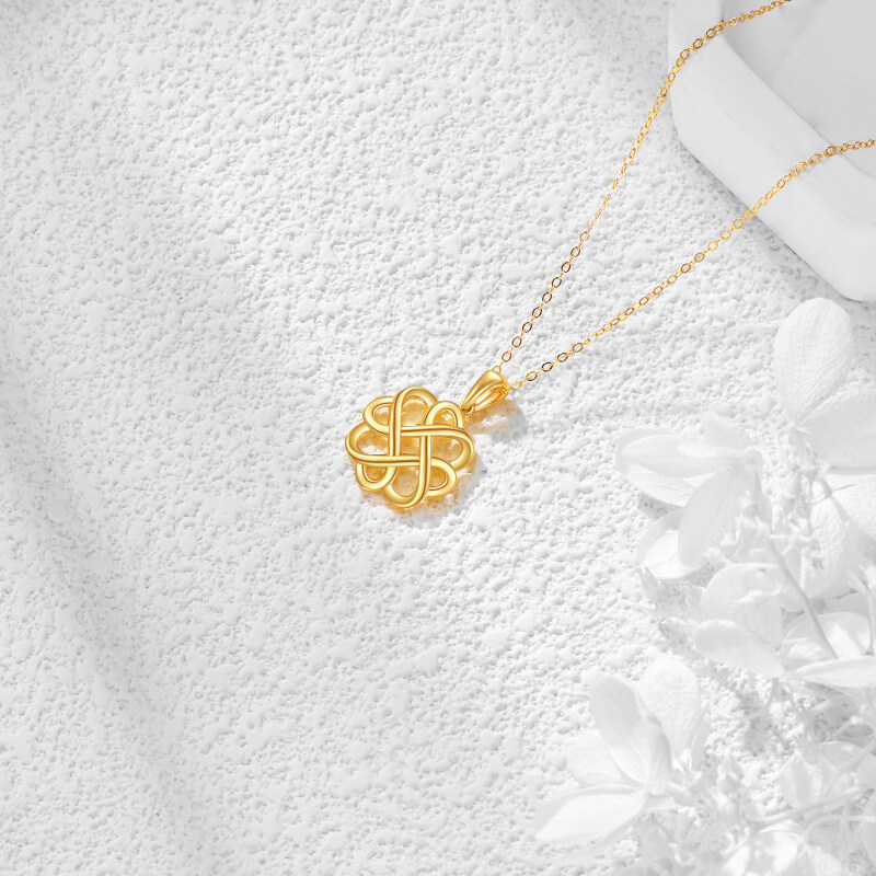18K Gold Celtic Knot Pendant Necklace-4