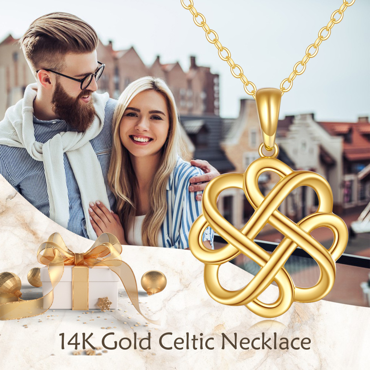 14K Gold Celtic Knot Pendant Necklace-6