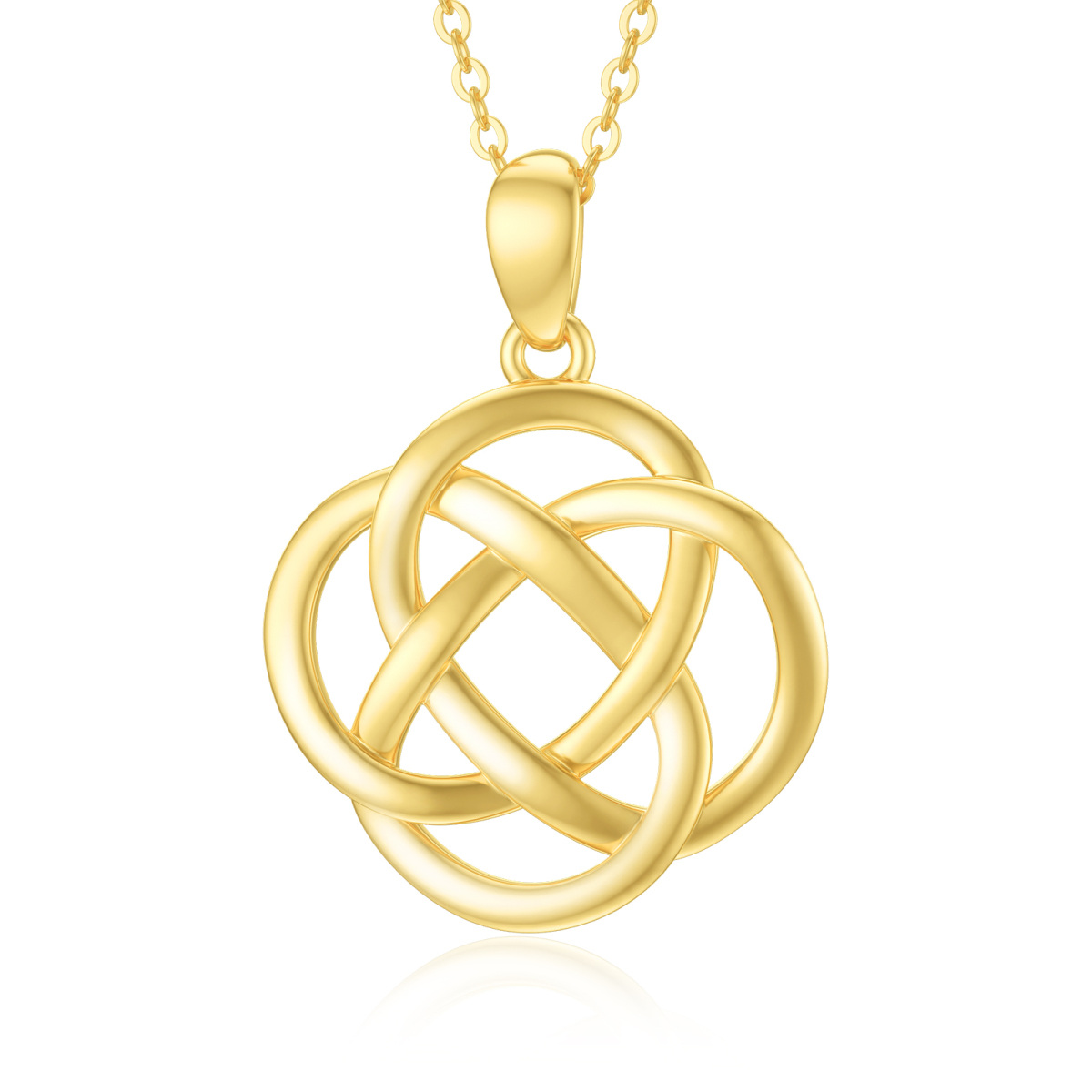 Collier à pendentif nœud celtique en or 14K-1