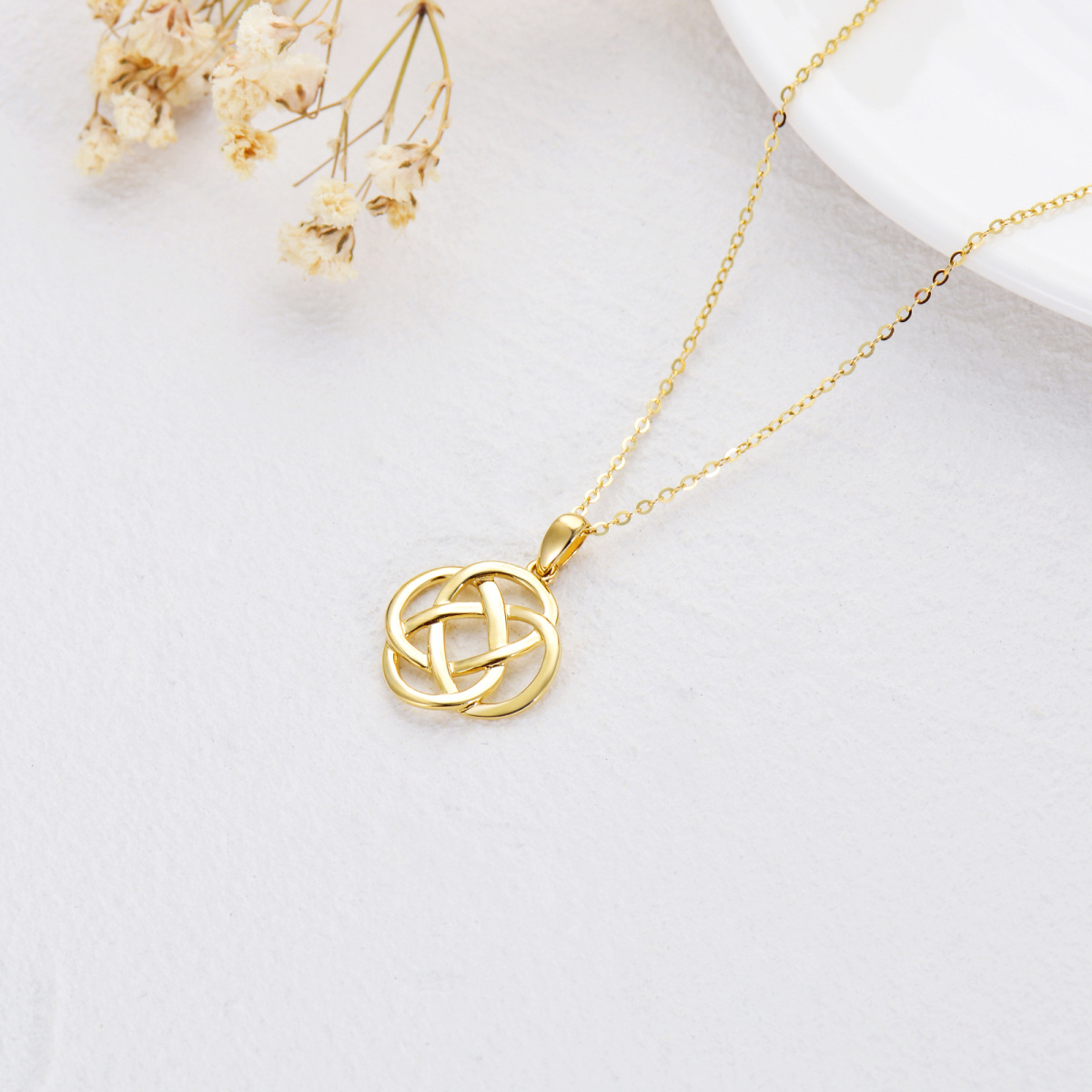 14K Gold Celtic Knot Pendant Necklace-3