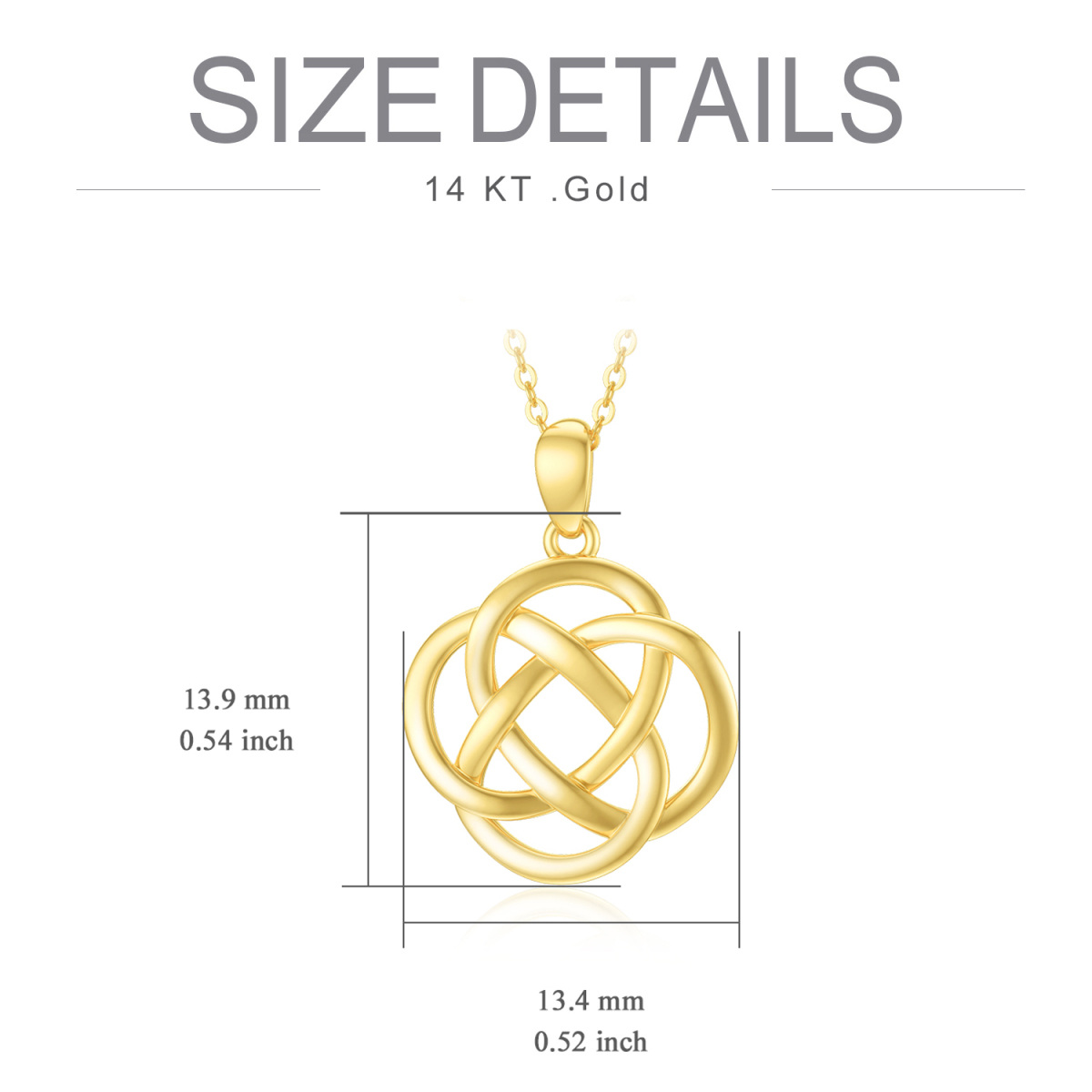 Collier à pendentif nœud celtique en or 14K-4