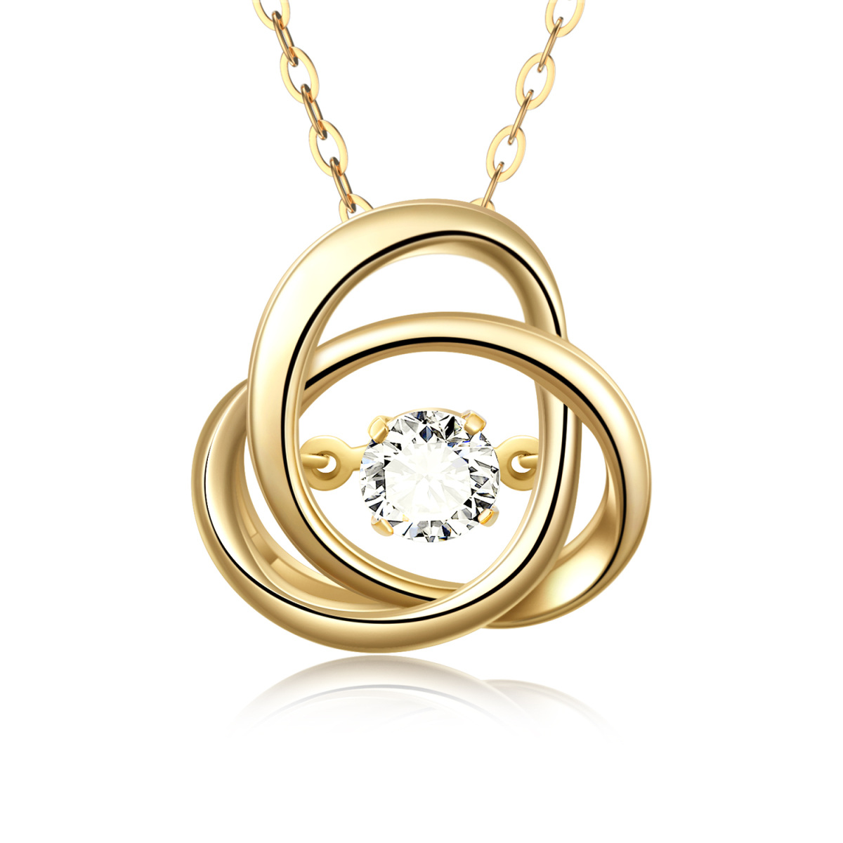 Collana con ciondolo a nodo celtico con zirconia cubica in oro 14K-1