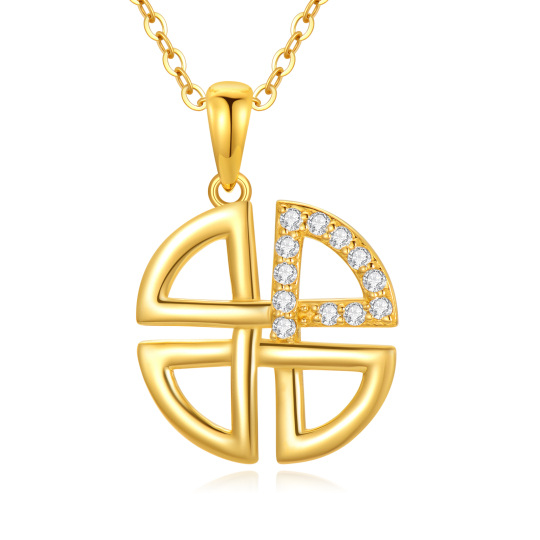 14K Gold Cubic Zirconia Celtic Knot Pendant Necklace