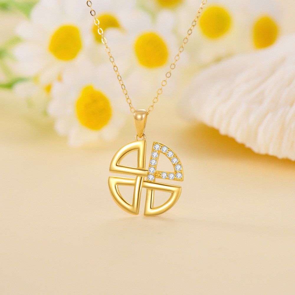 10K Gold Cubic Zirconia Celtic Knot Pendant Necklace-4