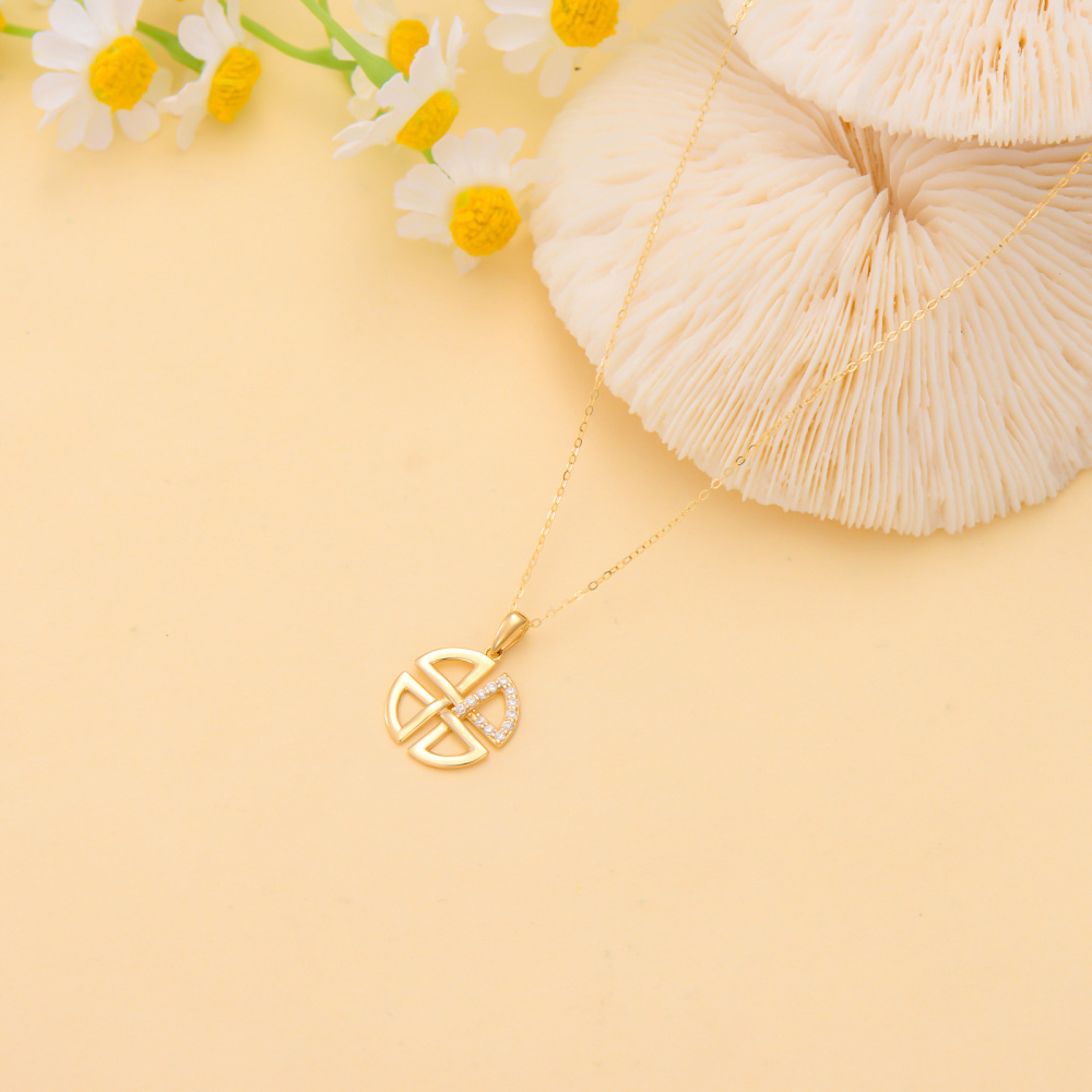 10K Gold Cubic Zirconia Celtic Knot Pendant Necklace-5