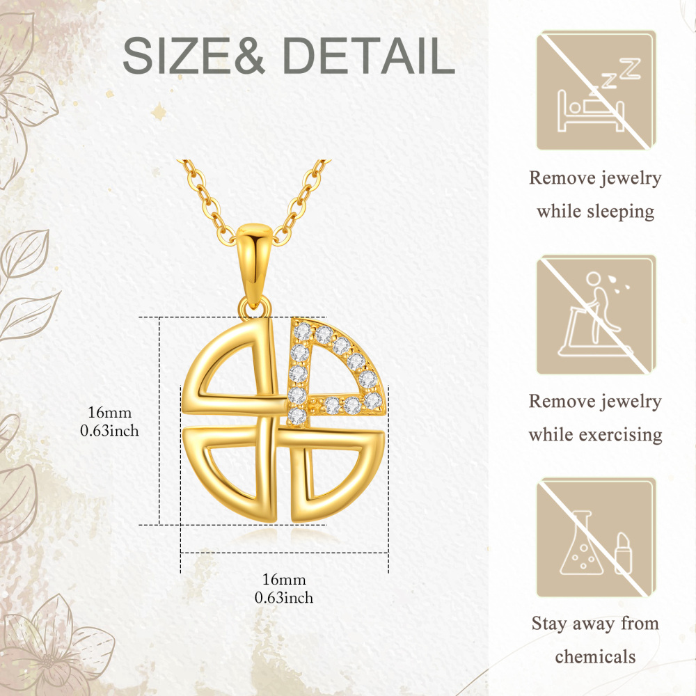 10K Gold Cubic Zirconia Celtic Knot Pendant Necklace-6