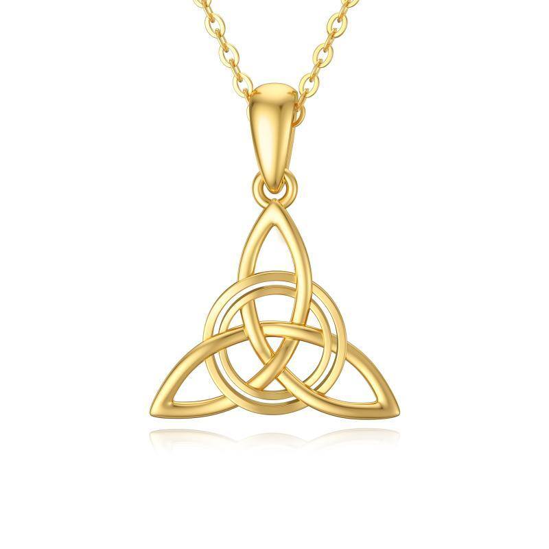 10K Gold Celtic Knot Pendant Necklace-1