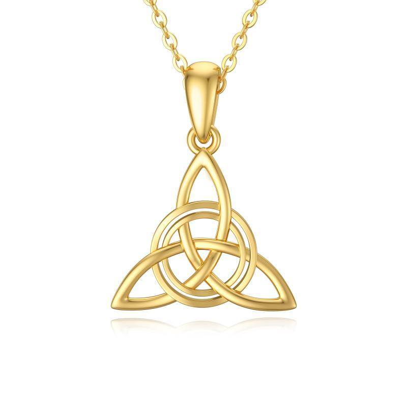 10K Gold Celtic Knot Pendant Necklace-1