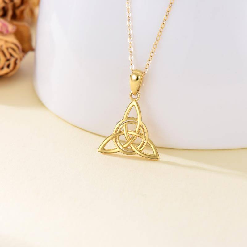 14K Gold Celtic Knot Pendant Necklace-3