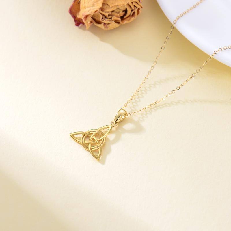 14K Gold Celtic Knot Pendant Necklace-4