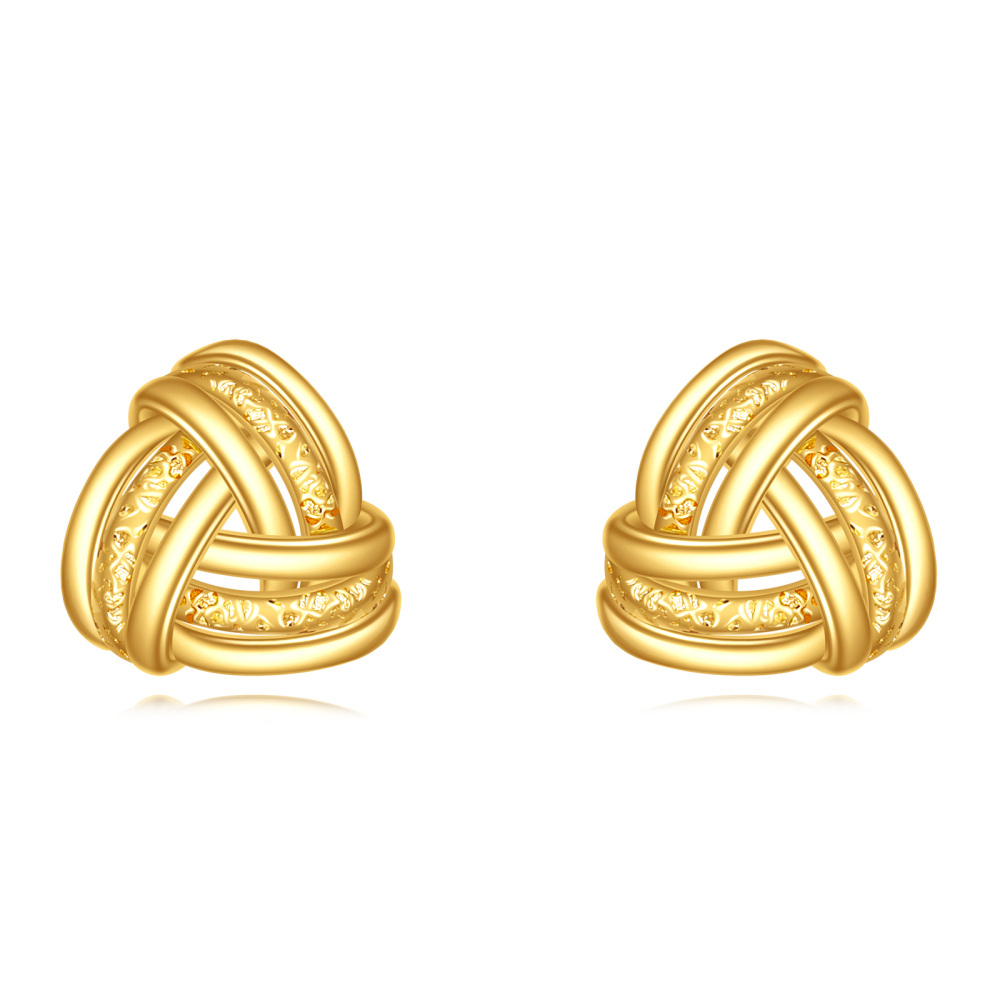 10K Gold Celtic Knot Stud Earrings-1