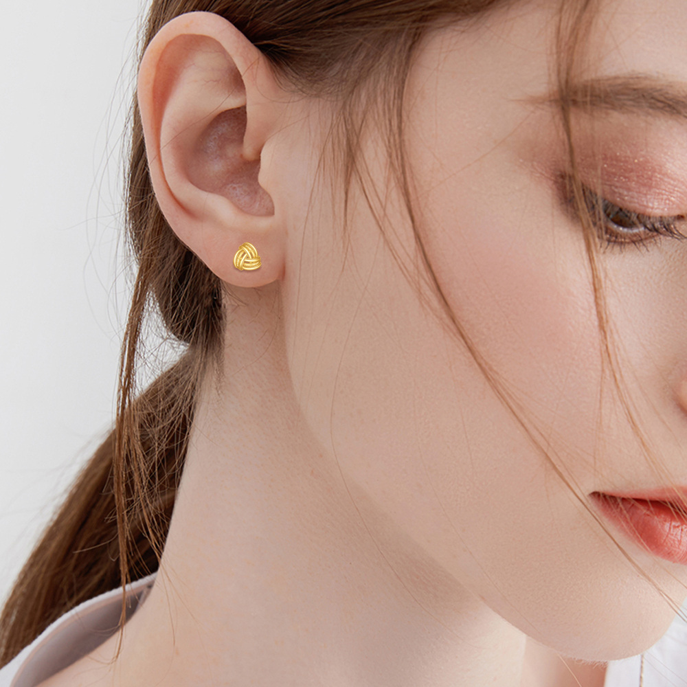 10K Gold Celtic Knot Stud Earrings-2