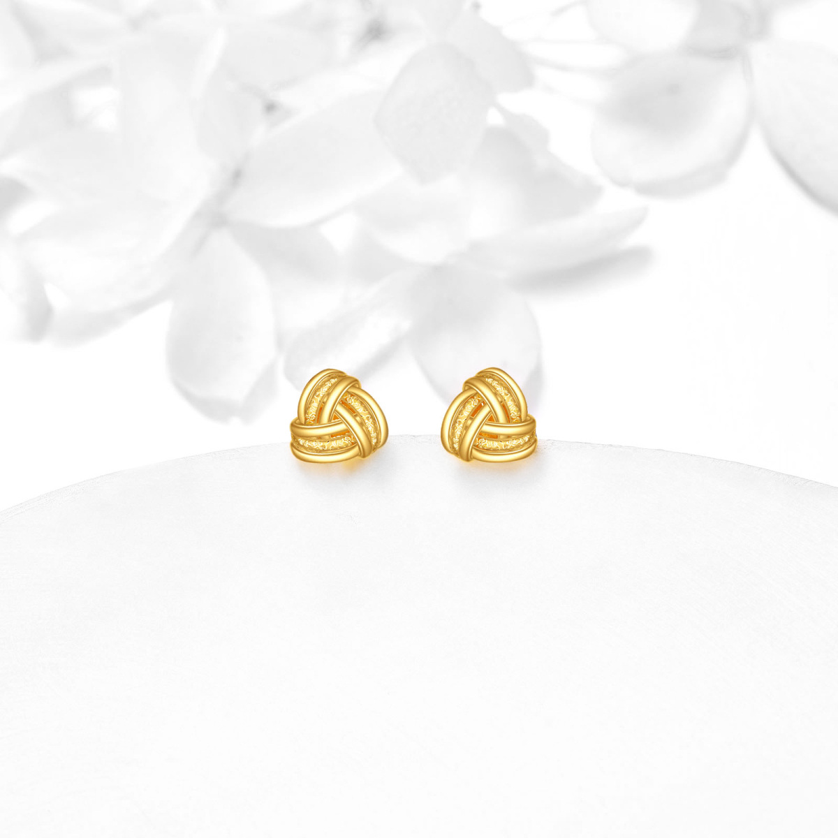 10K Gold Celtic Knot Stud Earrings-3